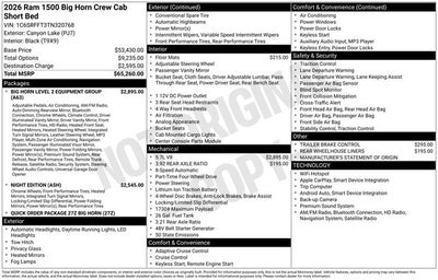 2026 RAM Ram 1500 RAM 1500 BIG HORN CREW CAB 4X4 5'7' BOX