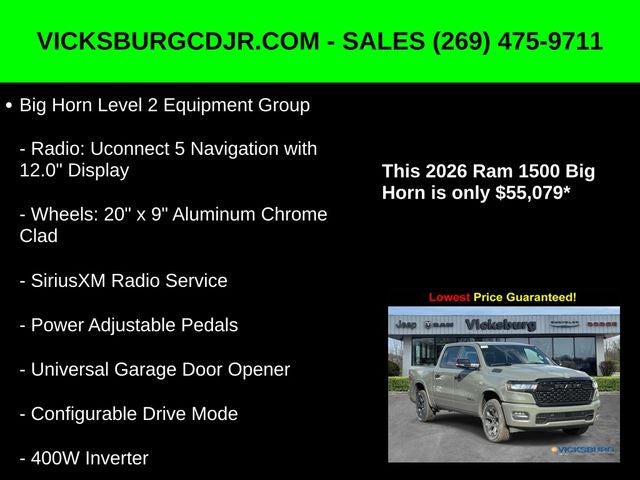 2026 RAM Ram 1500 RAM 1500 BIG HORN CREW CAB 4X4 5'7' BOX