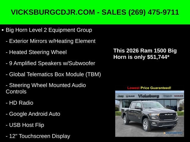 2026 RAM Ram 1500 RAM 1500 BIG HORN CREW CAB 4X4 5'7' BOX