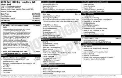 2026 RAM Ram 1500 RAM 1500 BIG HORN CREW CAB 4X4 5'7' BOX