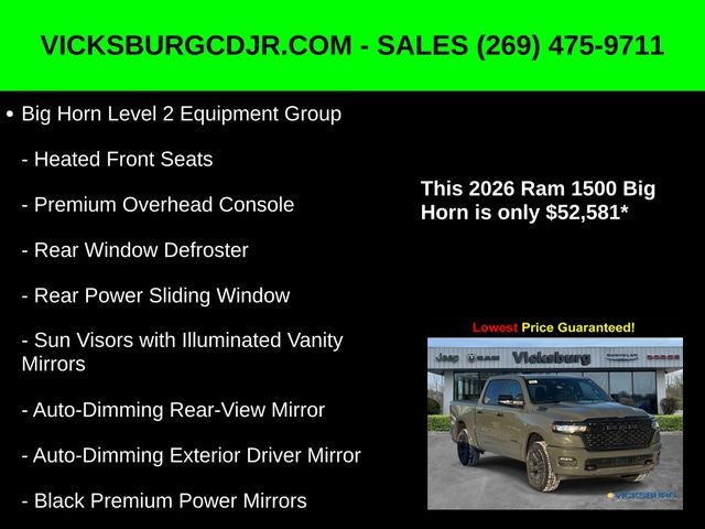 2026 RAM Ram 1500 RAM 1500 BIG HORN CREW CAB 4X4 5'7' BOX