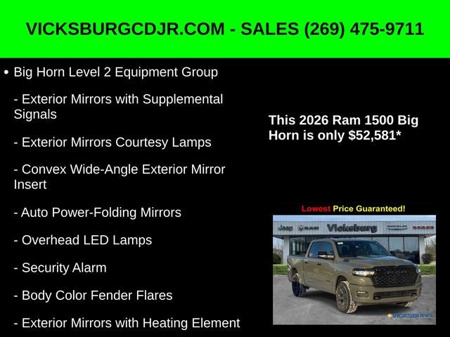 2026 RAM Ram 1500 RAM 1500 BIG HORN CREW CAB 4X4 5'7' BOX