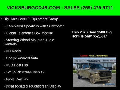 2026 RAM Ram 1500 RAM 1500 BIG HORN CREW CAB 4X4 5'7' BOX