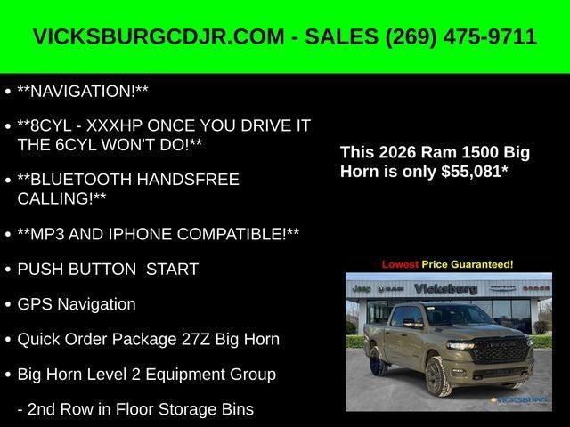 2026 RAM Ram 1500 RAM 1500 BIG HORN CREW CAB 4X4 5'7' BOX