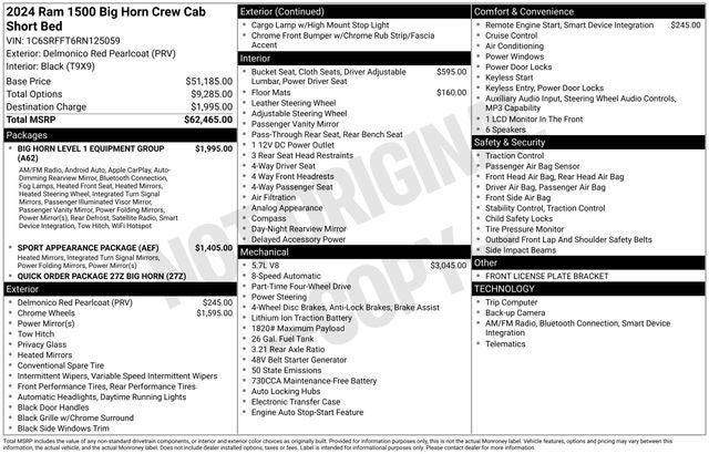 2024 RAM 1500 Big Horn Crew Cab 4x4 5'7' Box