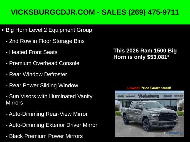 2026 RAM Ram 1500 RAM 1500 BIG HORN CREW CAB 4X4 5'7' BOX
