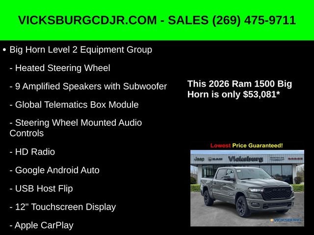 2026 RAM Ram 1500 RAM 1500 BIG HORN CREW CAB 4X4 5'7' BOX