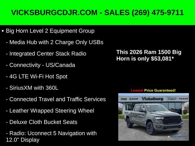 2026 RAM Ram 1500 RAM 1500 BIG HORN CREW CAB 4X4 5'7' BOX