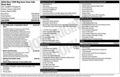 2026 RAM Ram 1500 RAM 1500 BIG HORN CREW CAB 4X4 5'7' BOX