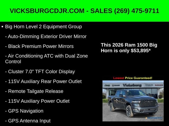 2026 RAM Ram 1500 RAM 1500 BIG HORN CREW CAB 4X4 5'7' BOX