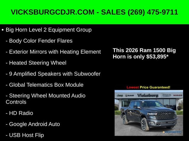 2026 RAM Ram 1500 RAM 1500 BIG HORN CREW CAB 4X4 5'7' BOX
