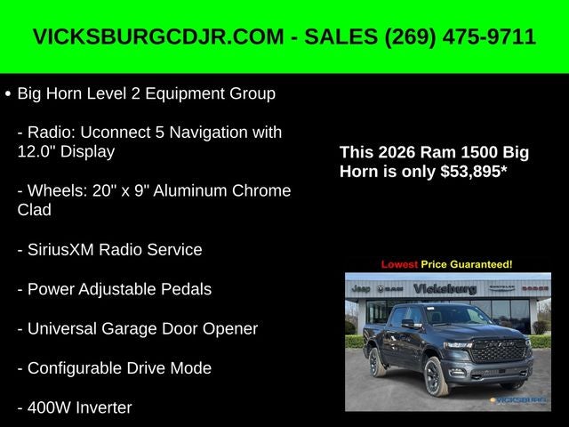 2026 RAM Ram 1500 RAM 1500 BIG HORN CREW CAB 4X4 5'7' BOX