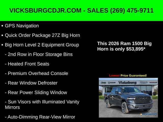 2026 RAM Ram 1500 RAM 1500 BIG HORN CREW CAB 4X4 5'7' BOX