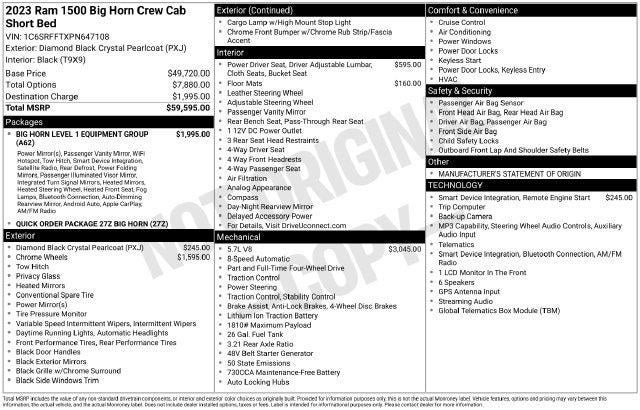 2023 RAM 1500 Big Horn Crew Cab 4x4 5'7' Box