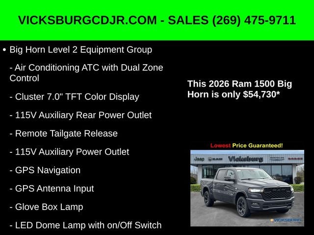 2026 RAM Ram 1500 RAM 1500 BIG HORN CREW CAB 4X4 5'7' BOX