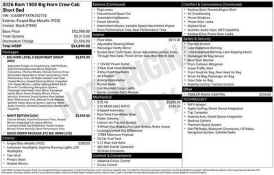 2026 RAM Ram 1500 RAM 1500 BIG HORN CREW CAB 4X4 5'7' BOX