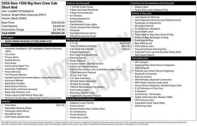 2026 RAM 1500 RAM 1500 BIG HORN CREW CAB 4X4 5'7' BOX