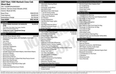 2027 RAM 1500 RAM 1500 WARLOCK CREW CAB 4X4 5'7' BOX