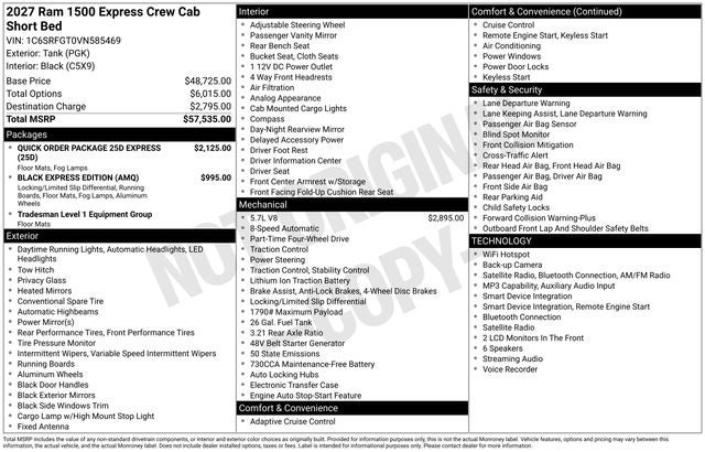 2027 RAM 1500 Express