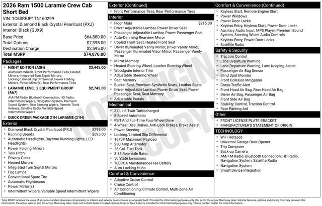 2026 RAM Ram 1500 RAM 1500 LARAMIE CREW CAB 4X4 5'7' BOX