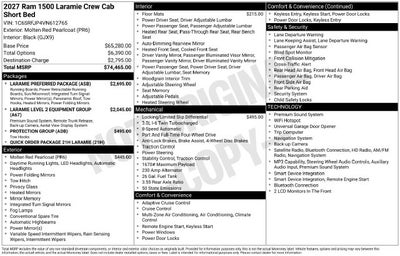 2027 RAM 1500 RAM 1500 LARAMIE CREW CAB 4X4 5'7' BOX