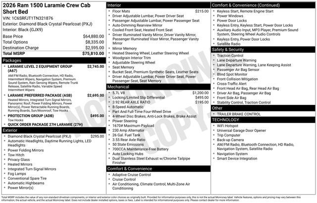 2026 RAM Ram 1500 RAM 1500 LARAMIE CREW CAB 4X4 5'7' BOX
