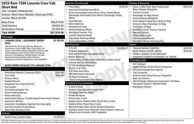 2023 RAM 1500 Laramie Crew Cab 4x4 5'7' Box
