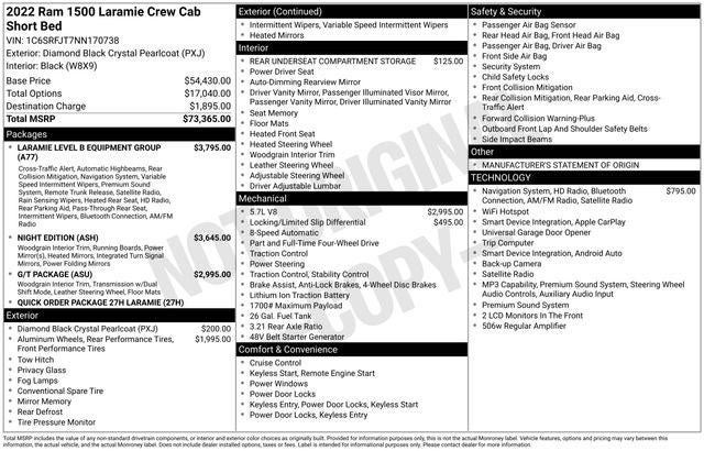 2022 RAM 1500 Laramie Crew Cab 4x4 5'7' Box