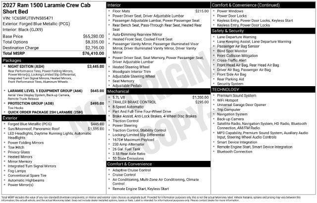 2027 RAM 1500 RAM 1500 LARAMIE CREW CAB 4X4 5'7' BOX