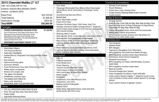 2015 Chevrolet Malibu 1LT
