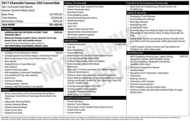 2017 Chevrolet Camaro 2SS