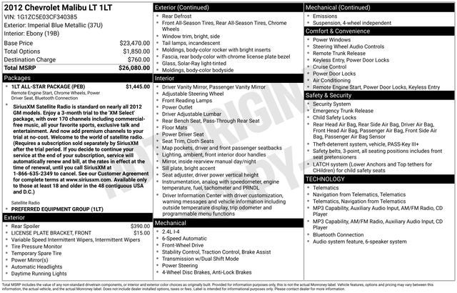 2012 Chevrolet Malibu 1LT