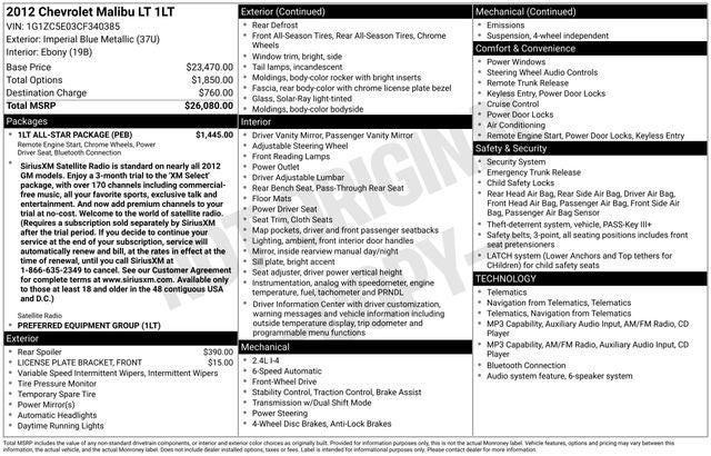2012 Chevrolet Malibu 1LT