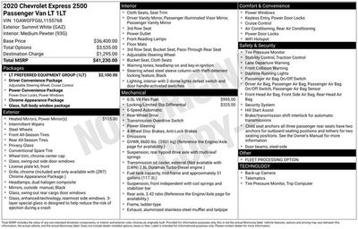 2020 Chevrolet Express Passenger RWD 2500 Regular Wheelbase LT