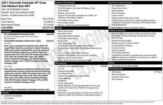 2021 Chevrolet Colorado 4WD Crew Cab Short Box WT