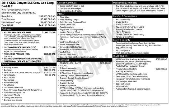 2016 GMC Canyon 4WD SLE