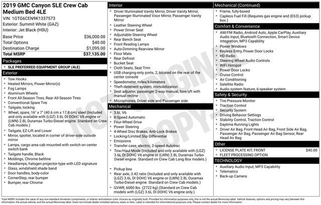 2019 GMC Canyon SLE1