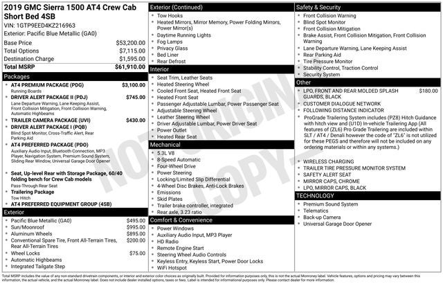 2019 GMC Sierra 1500 AT4