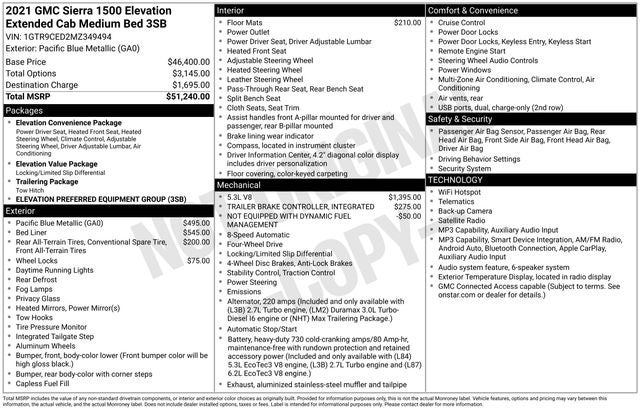 2021 GMC Sierra 1500 4WD Double Cab Standard Box Elevation
