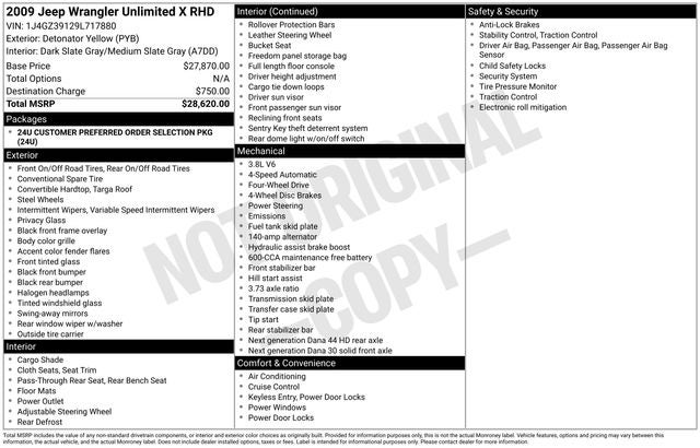 2009 Jeep Wrangler Unlimited X RHD