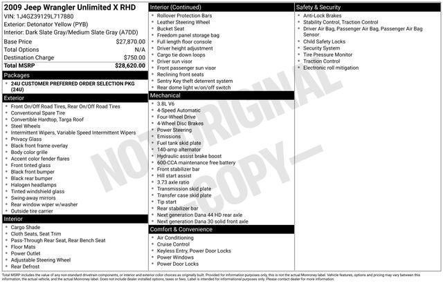 2009 Jeep Wrangler Unlimited X RHD