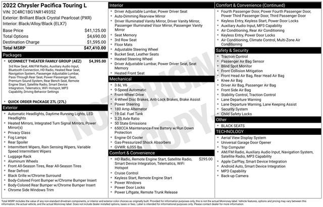 2022 Chrysler Pacifica Touring L