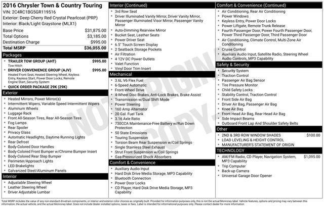 2016 Chrysler Town & Country Touring