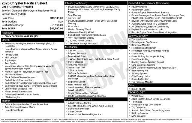 2026 Chrysler Pacifica PACIFICA SELECT
