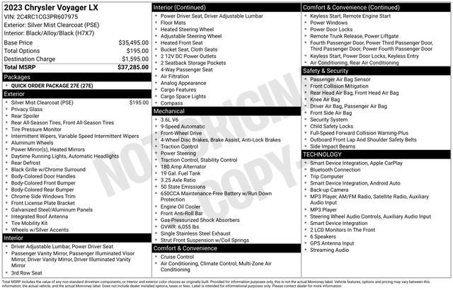 2023 Chrysler Voyager LX