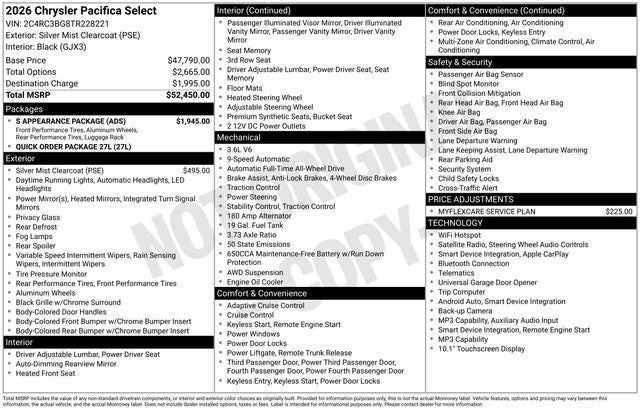 2026 Chrysler Pacifica PACIFICA SELECT AWD