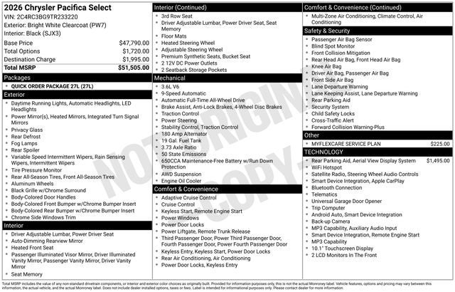 2026 Chrysler Pacifica PACIFICA SELECT AWD