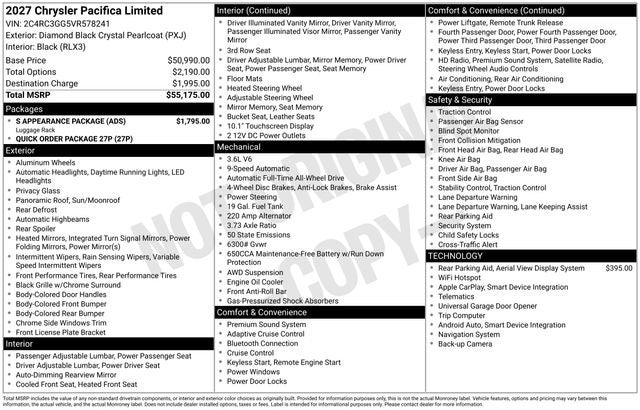 2027 Chrysler Pacifica PACIFICA LIMITED AWD