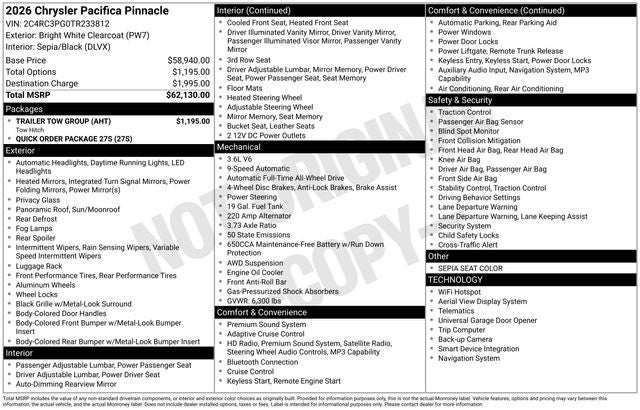2026 Chrysler Pacifica PACIFICA PINNACLE AWD