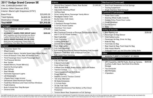 2017 Dodge Grand Caravan SE